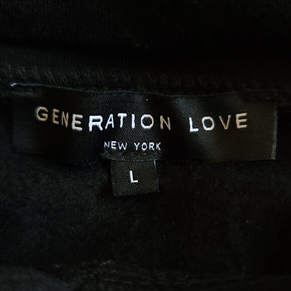 GENERATION LOVE Bennette Glitter Stripe Hoodie hooded black sweatshirt Sz L NEW - Picture 4 of 6